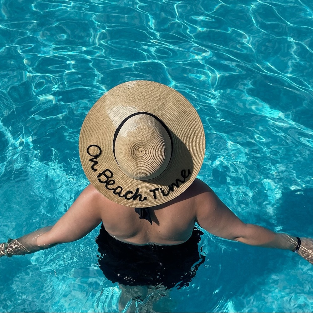 On Beach Time straw hat- this hat is perfect for your next beach vacation!